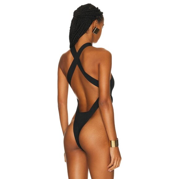 Saint Laurent Crossneck Bodysuit Top in Noir Small Womens Sleevless Top - Picture 2 of 16